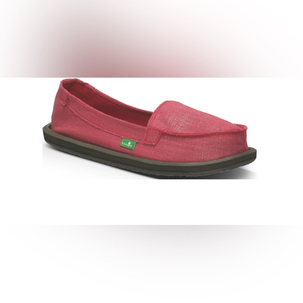 Sanuk Women’s Pink Canvas Casual Slip-On Loafers